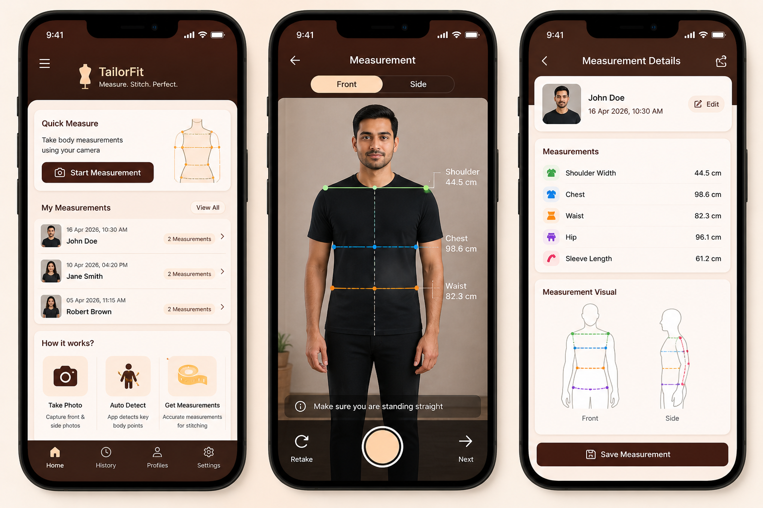 An Image processing application to measure sizes for stitching