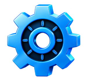 Glossy Blue Futuristic Gear Icon