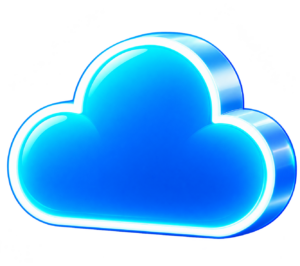 Glossy Neon Blue Cloud Icon